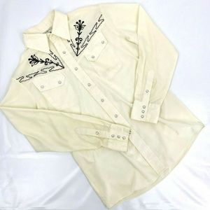 Vtg Rocking K Ranchwear SzM Shirt Pearl Floral